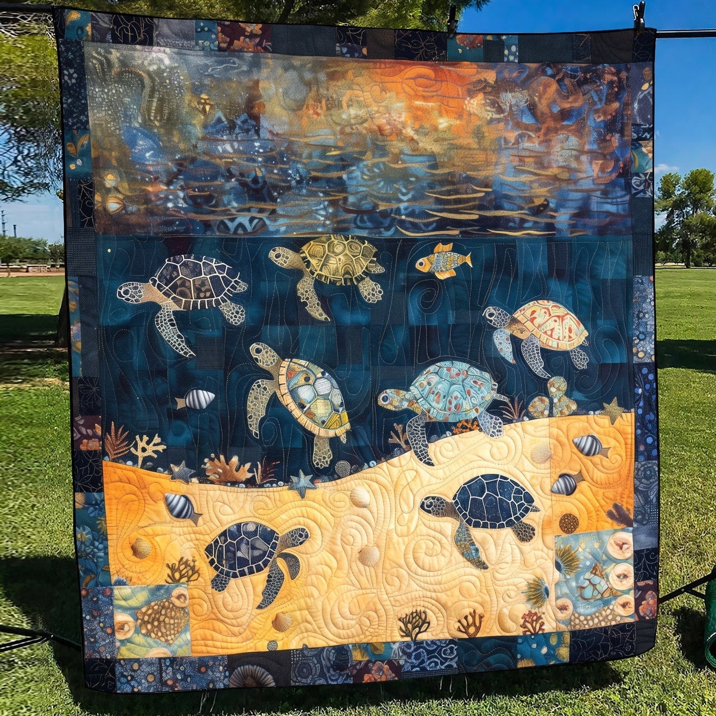 Turtley Night Quilted Blanket - Throw (55" x 60")
