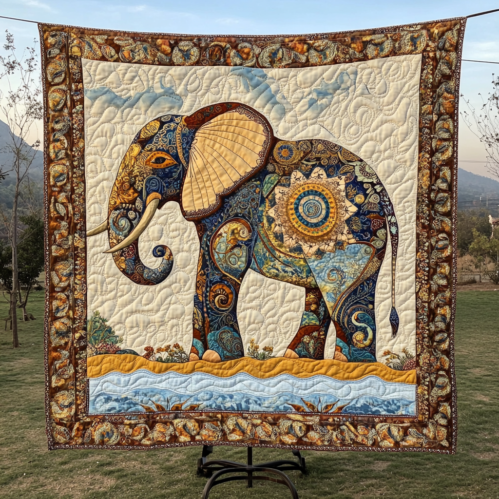 Tusks of Strength Quilted Blanket - Throw (55" x 60")