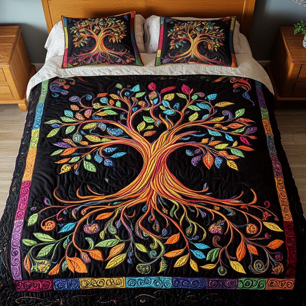 Twilight Foliage 3-Piece Quilted Bedding Set - Single (59" x 70")