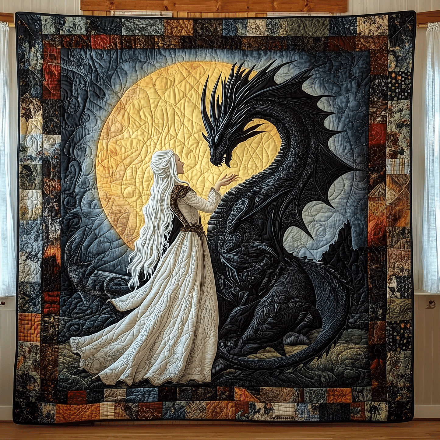 Twilight Dragon Queen Quilted Blanket - Throw (55" x 60")