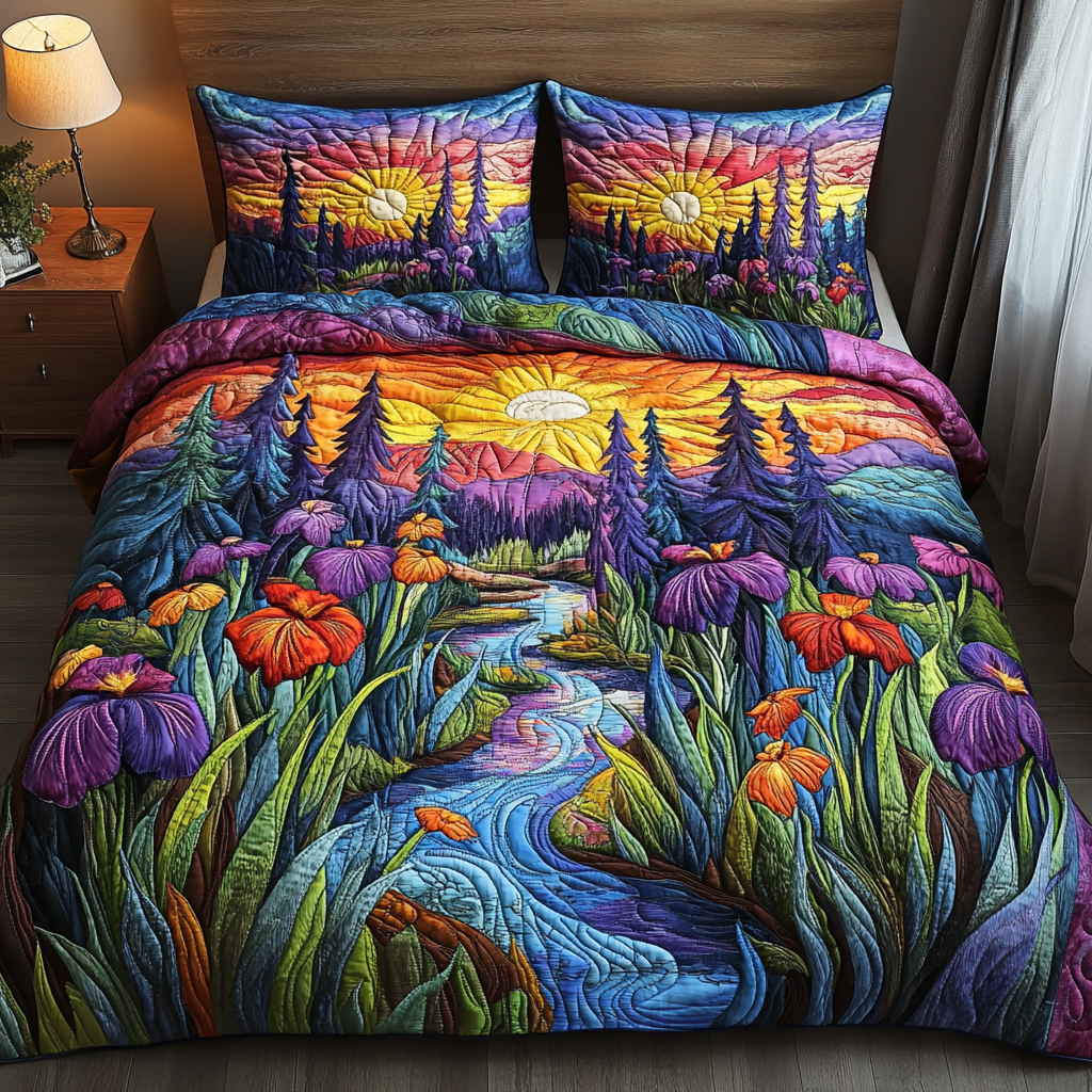 Twilight Garden 3-Piece Quilted Bedding Set - Single (59" x 70")