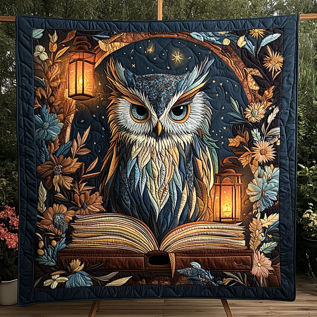 Twilight Hoot Quilted Blanket - Throw (55" x 60")