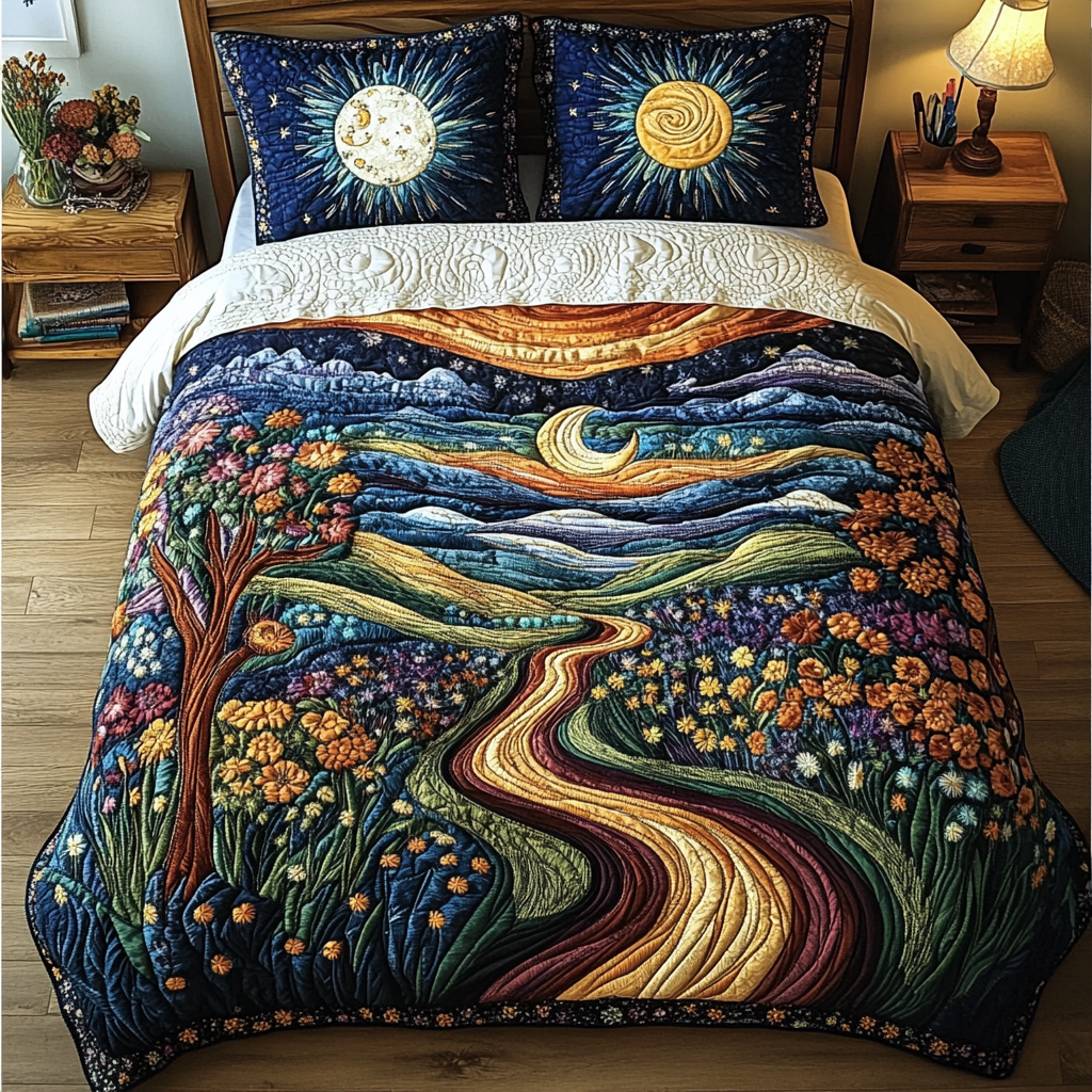 Twilight Meadow 3-Piece Quilted Bedding Set - Single (59" x 70")