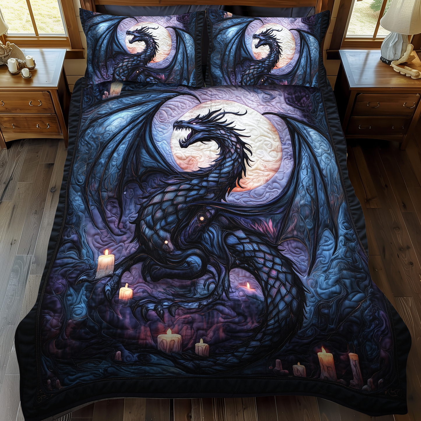 Twilight Serpent 3-Piece Quilted Bedding Set - Single (59" x 70")