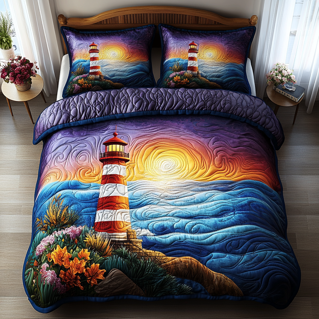 Twilight Tower 3-Piece Quilted Bedding Set - Single (59" x 70")