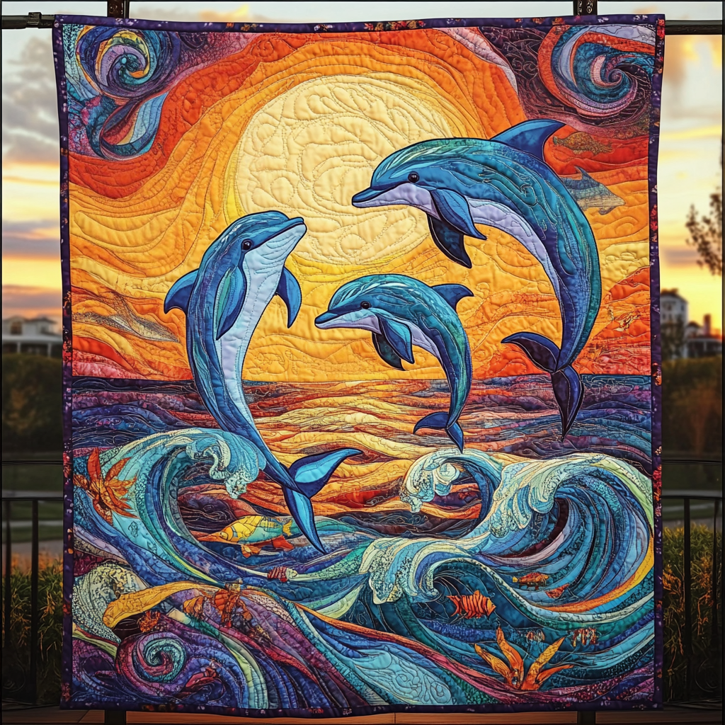 Twilight Waves Quilted Blanket - Throw (55" x 60")
