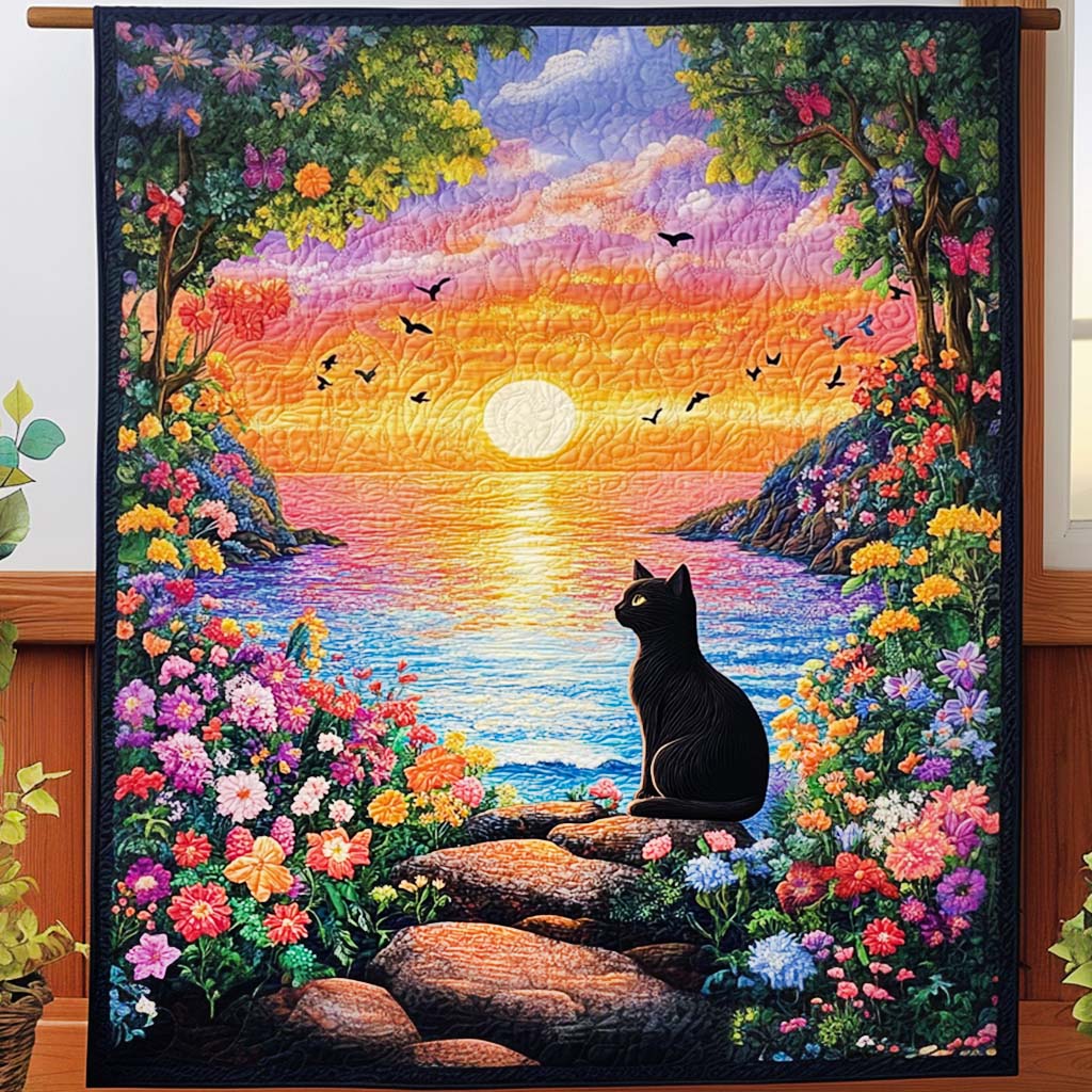 Twilight Whiskers Quilted Blanket - Throw (55" x 60")