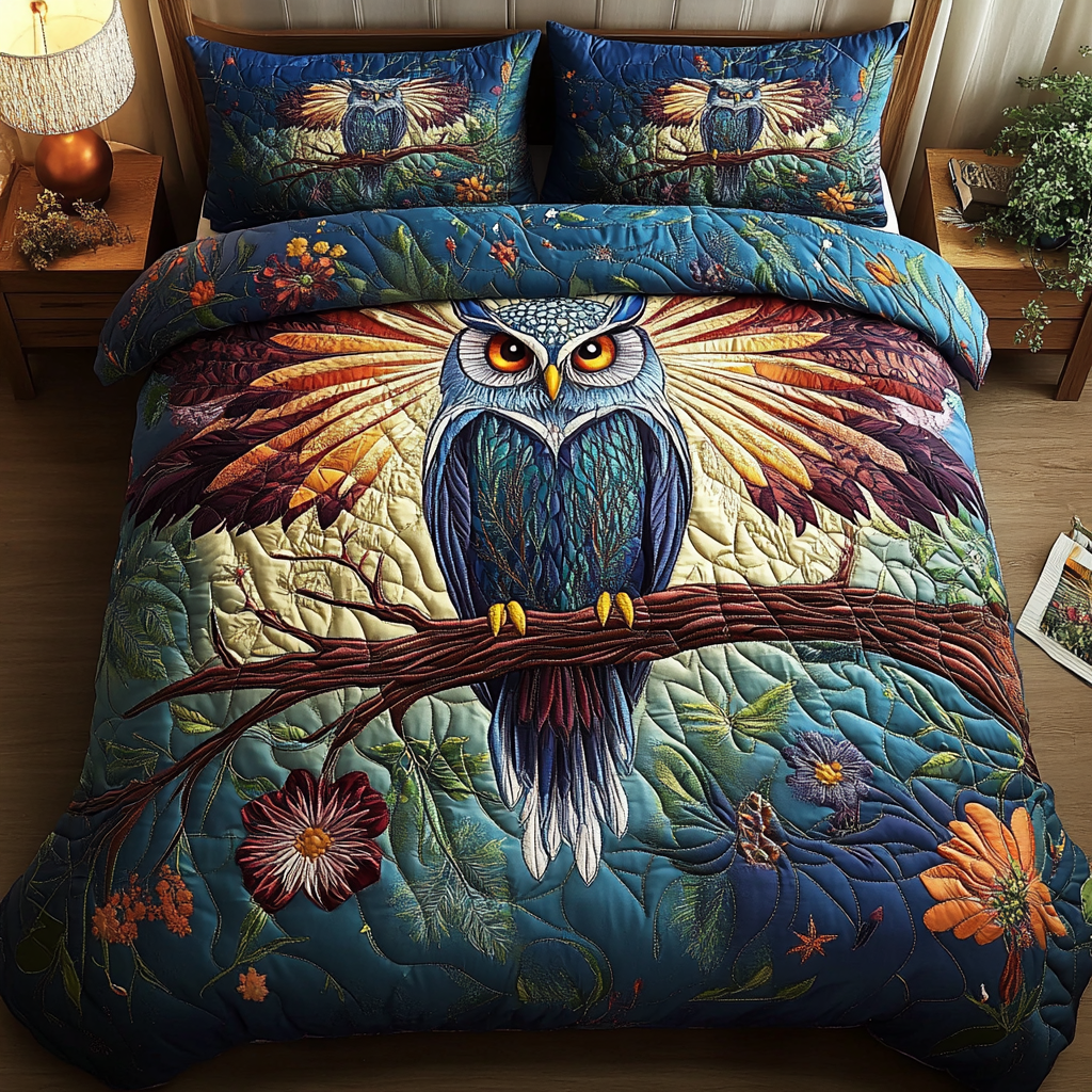Twilight Wings 3-Piece Quilted Bedding Set - Single (59" x 70")