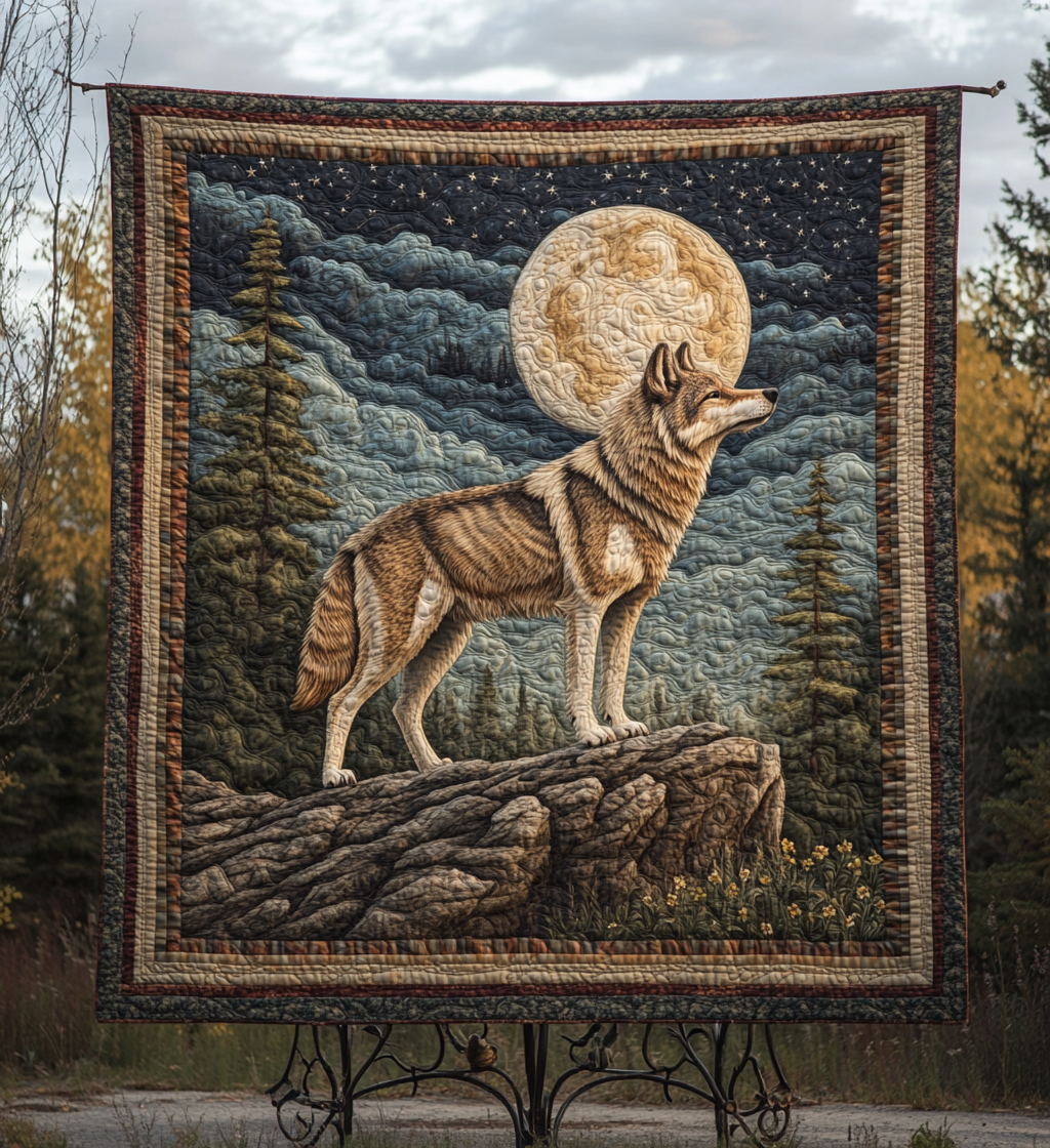 Twilight Wolf Quilted Blanket - Throw (55" x 60")