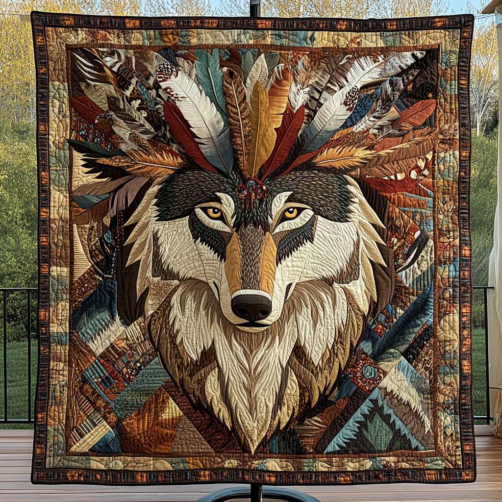 Twilight Wolf Spirit Quilted Blanket - Throw (55" x 60")
