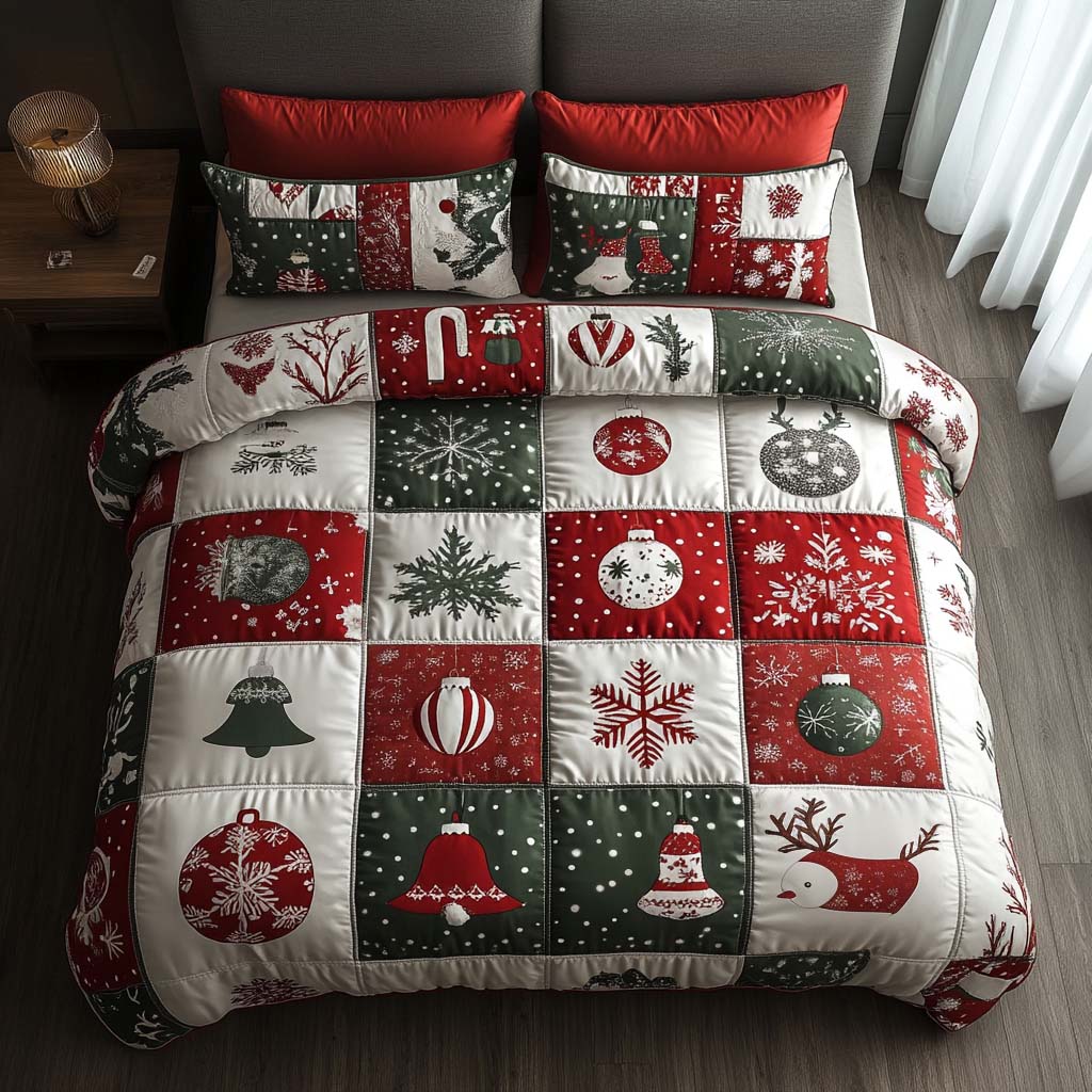 Twinkling Noel 3-Piece Quilted Bedding Set - Single (59" x 70")
