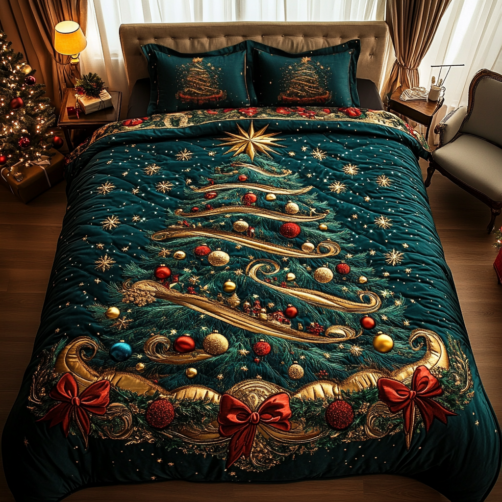 Twinkling Pine 3-Piece Quilted Bedding Set - Single (59" x 70")