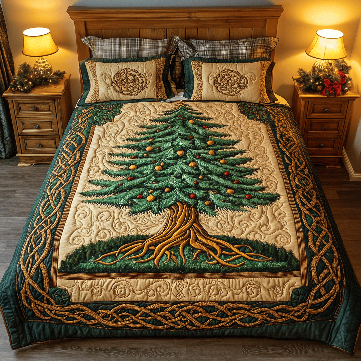 Twinkling Tree Delight 3-Piece Quilted Bedding Set - Single (59" x 70")
