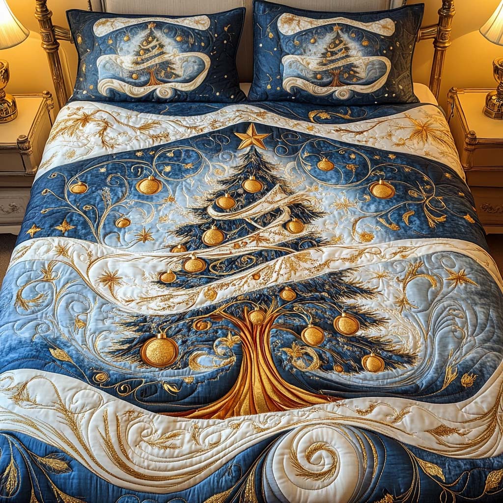Twinkling Winter Dream 3-Piece Quilted Bedding Set - Single (59" x 70")