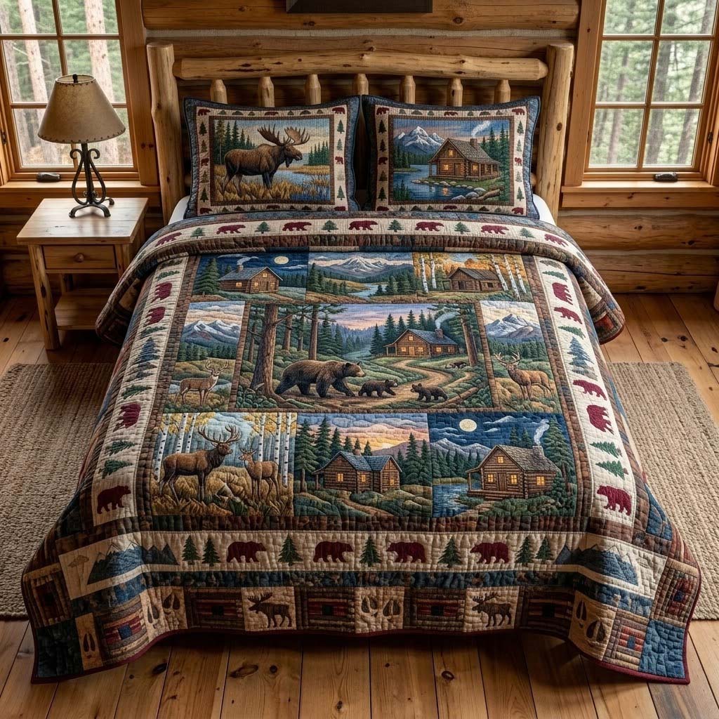 Ultimate Wildlife Haven 3-Piece Quilted Bedding Set - Single (59" x 70")