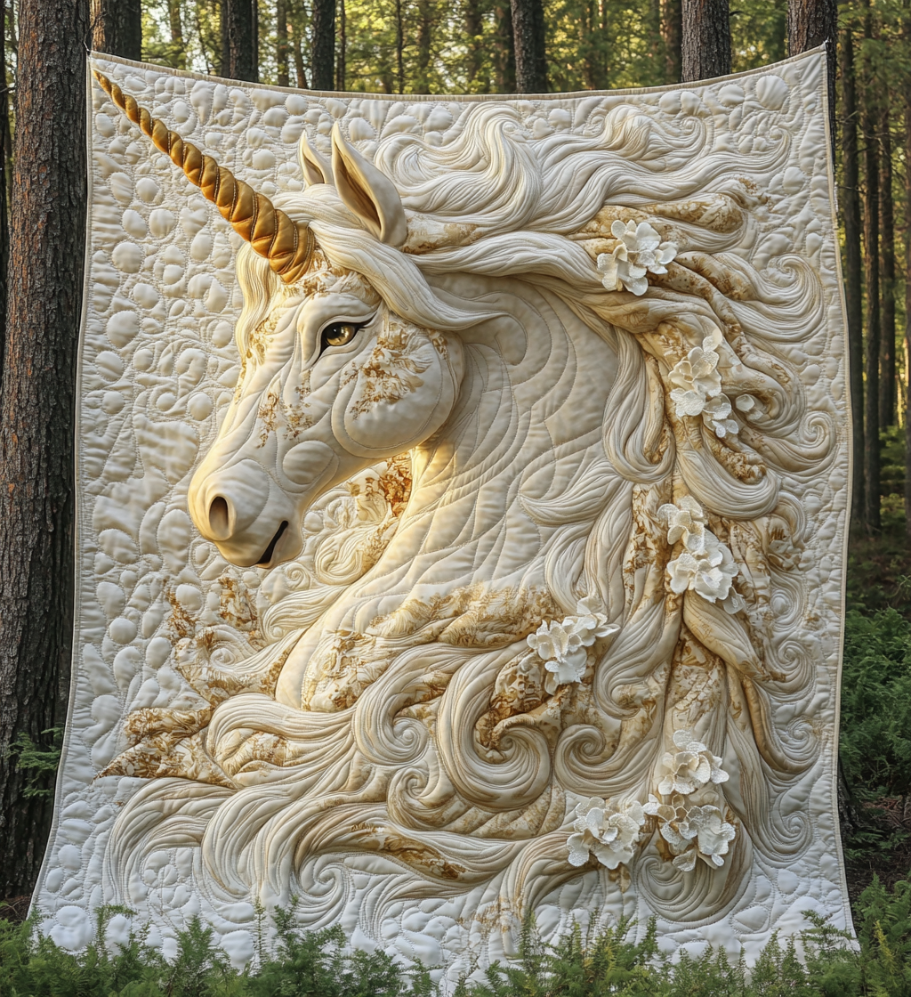 Unicorn Sunset Symphony Quilted Blanket - Throw (55" x 60")
