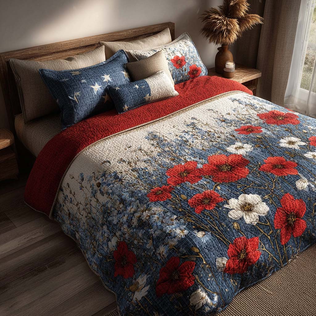 Union Blossom 3-Piece Quilted Bedding Set - Single (59" x 70")