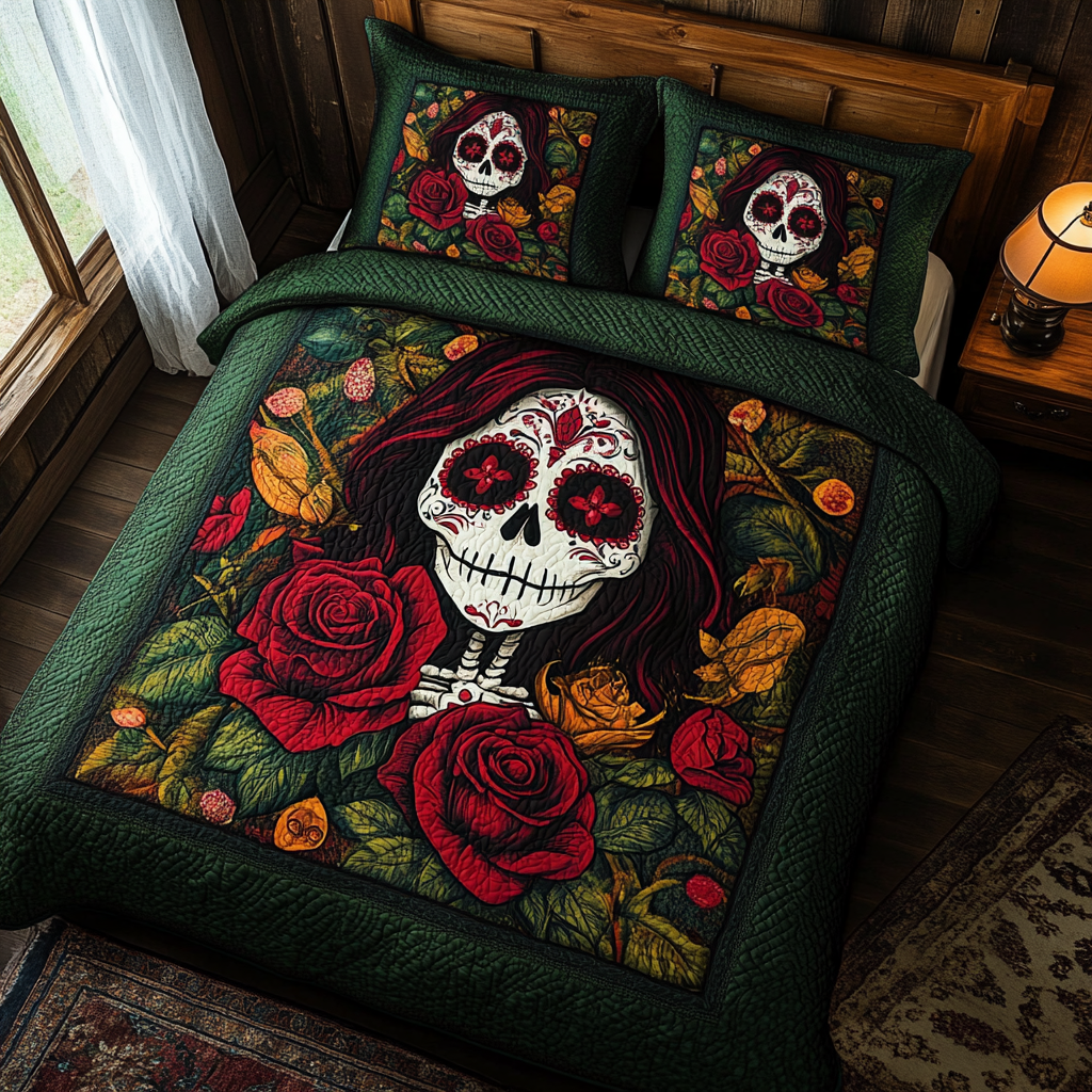 Unique Skull 3-Piece Quilted Bedding Set - Single (59" x 70")