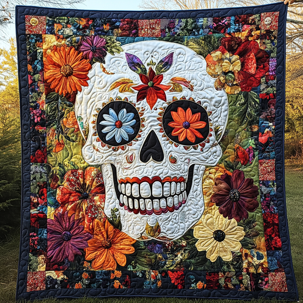 Unique Skull Quilted Blanket - Throw (55" x 60")