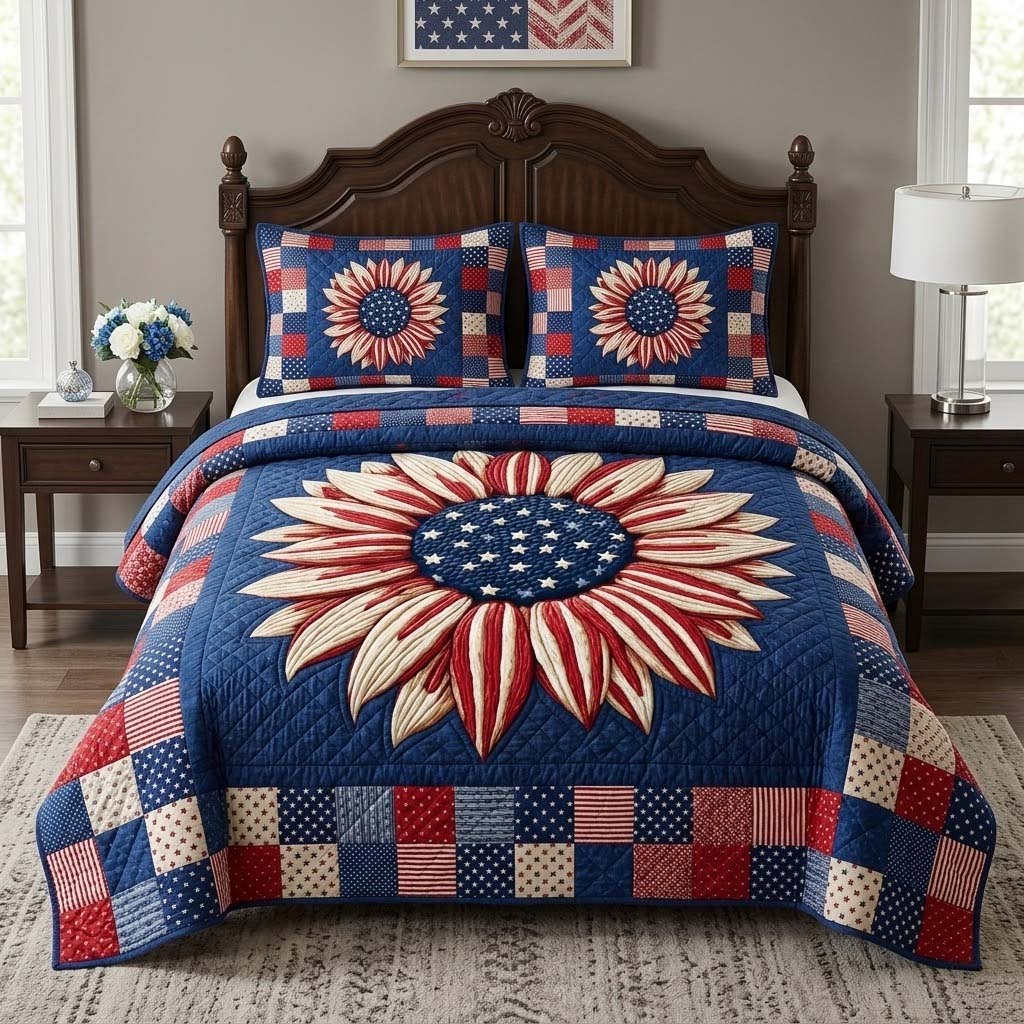 Unity Sunflower 3-Piece Quilted Bedding Set - Single (59" x 70")