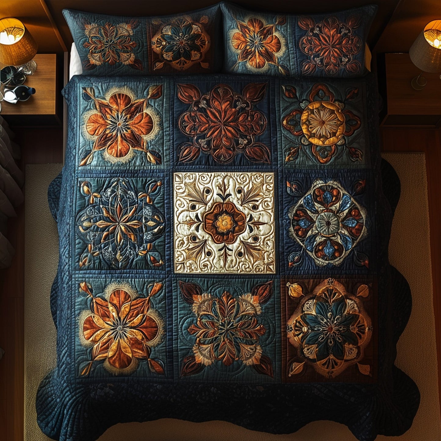 Universal Mandala 3-Piece Quilted Bedding Set - Single (59" x 70")