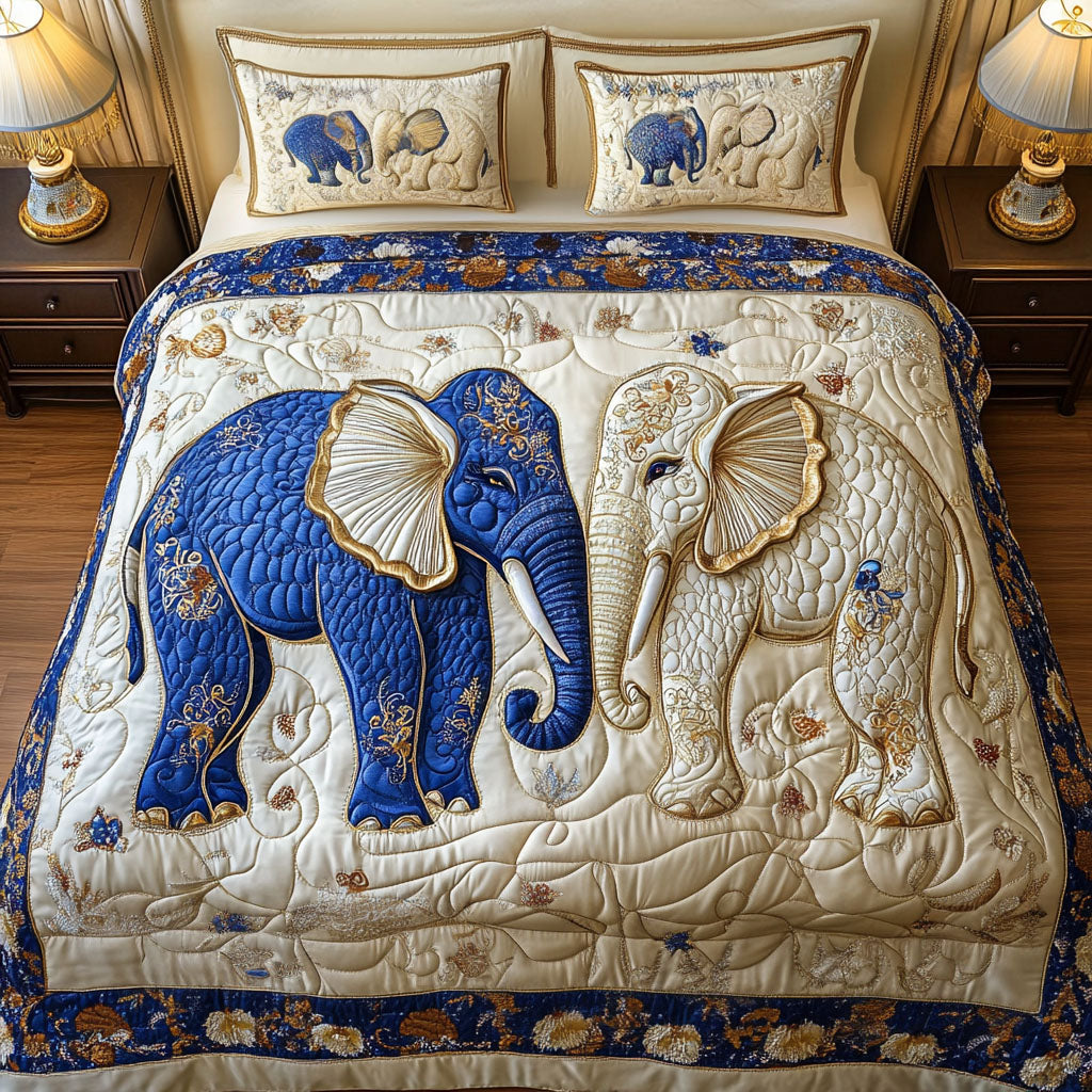 Valentine Elephants 3-Piece Quilted Bedding Set - Single (59" x 70")