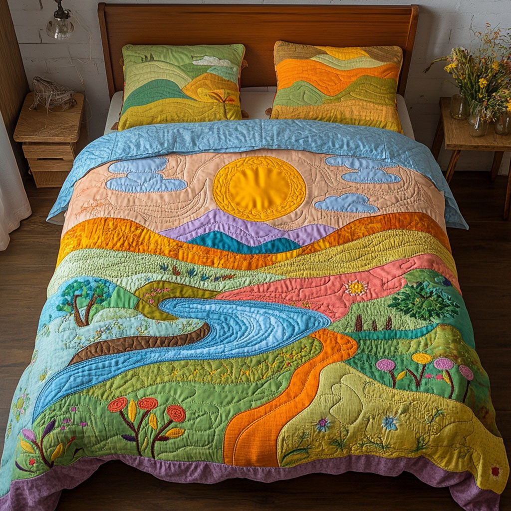 Valley of Eternal Light 3-Piece Quilted Bedding Set - Single (59" x 70")