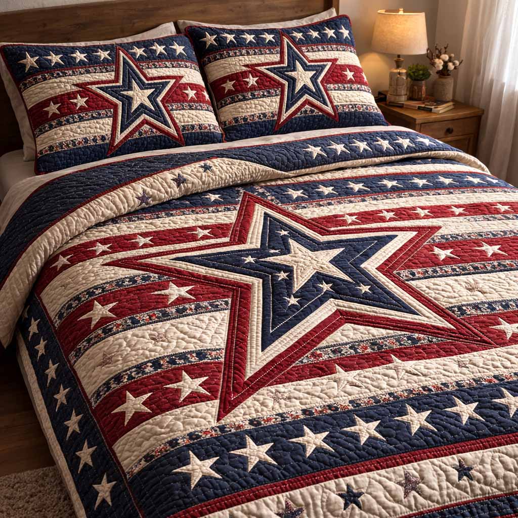 Valor Stripe 3-Piece Quilted Bedding Set - Single (59" x 70")