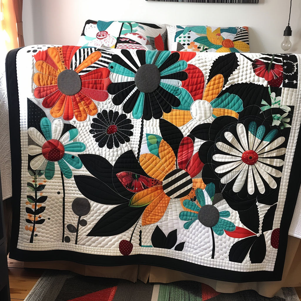 Veiled Flowers Quilted Blanket - Throw (55" x 60")