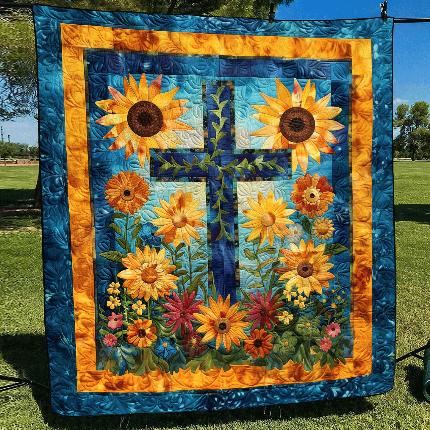 Vibrant Fields Quilted Blanket - Throw (55" x 60")