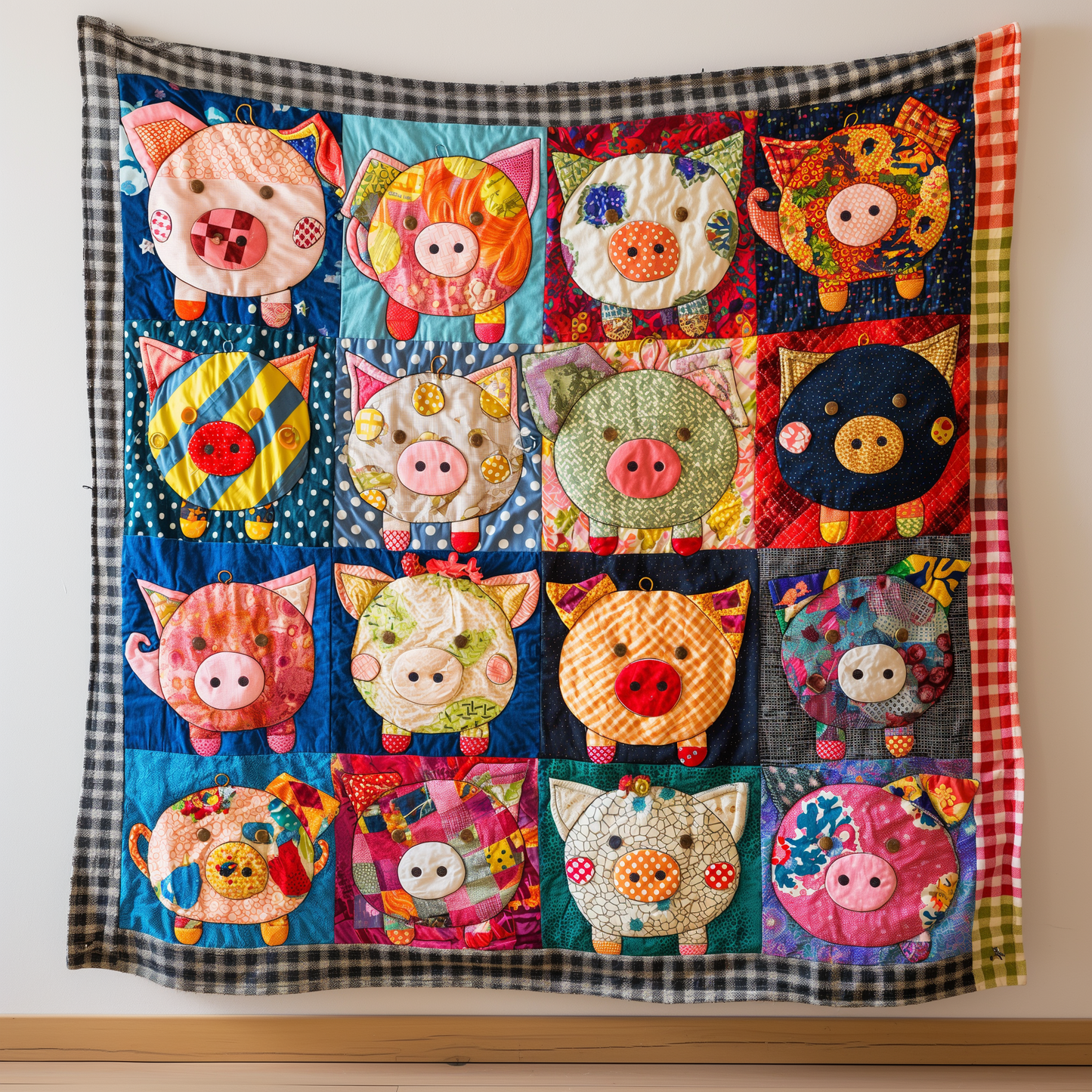 Vibrant Pig Quilted Blanket - Throw (55" x 60")