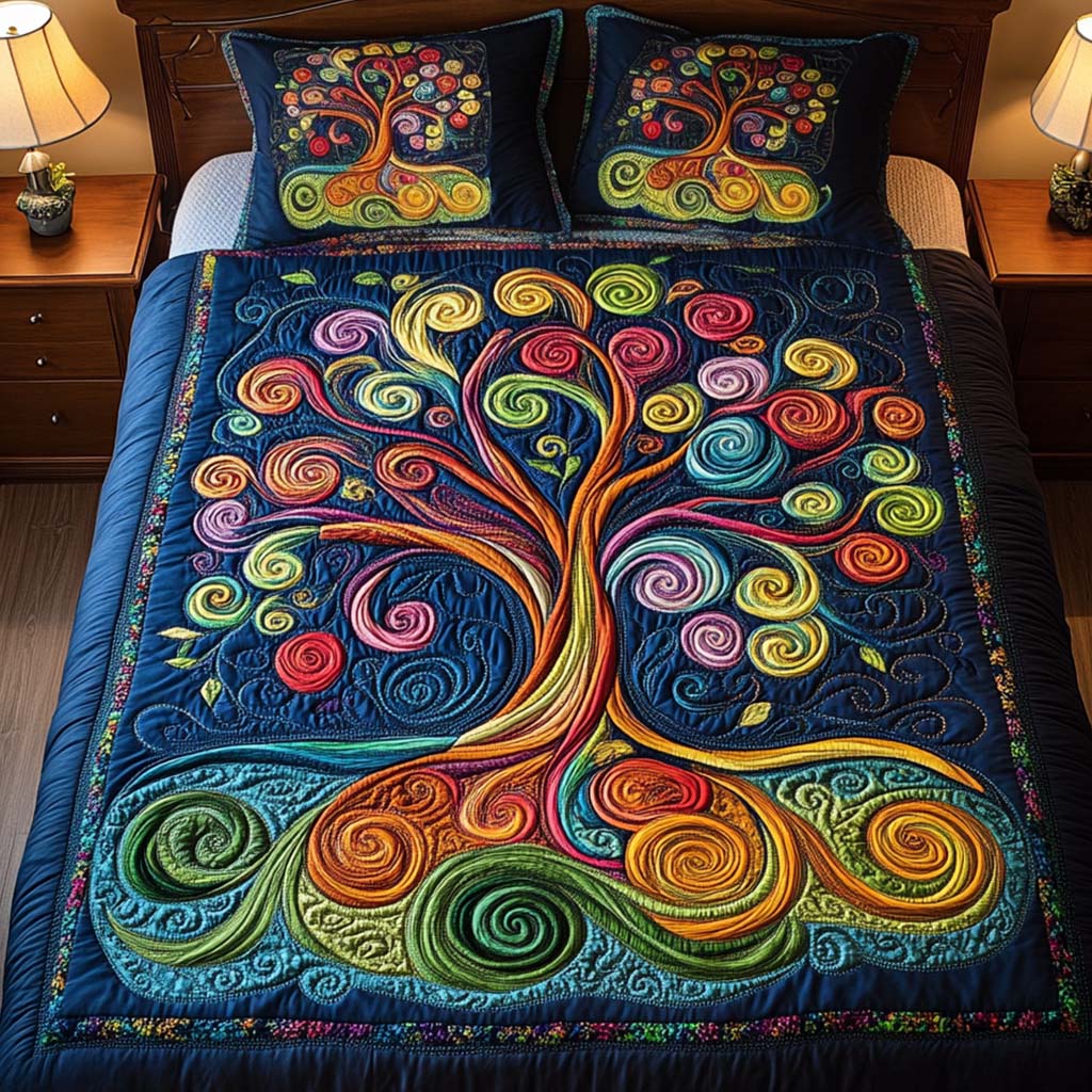 Vibrant Roots 3-Piece Quilted Bedding Set - Single (59" x 70")
