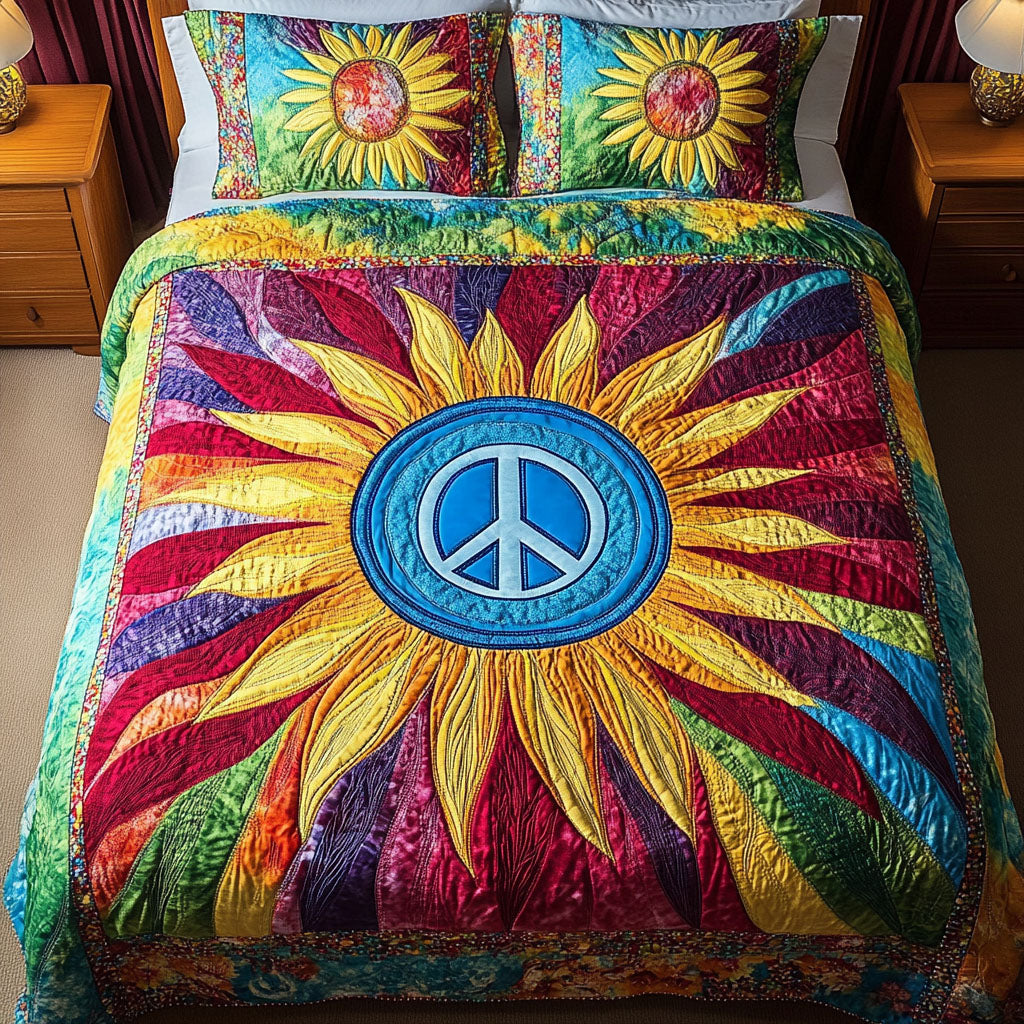 Vibrant Sunburst 3-Piece Quilted Bedding Set - Single (59" x 70")