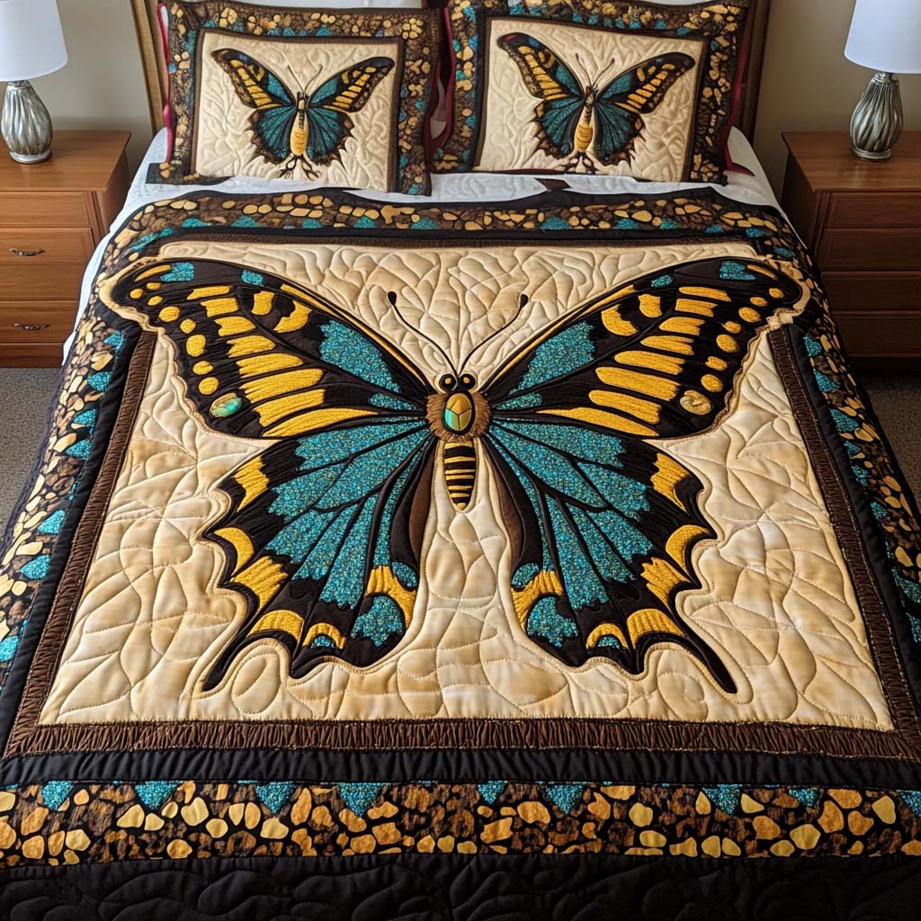 Vibrant Wings 3-Piece Quilted Bedding Set - Single (59" x 70")