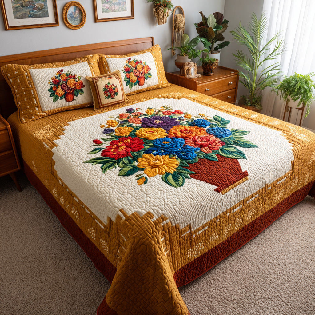 Vibrant Floral Basket Quilted Blanket - Baby (30" x 40") - Pack 1