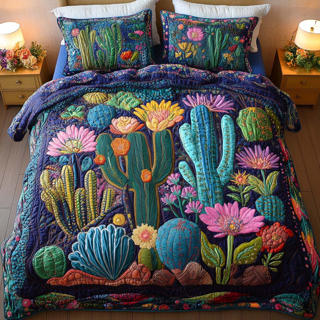Vibrant Garden 3-Piece Quilted Bedding Set - Single (59" x 70")