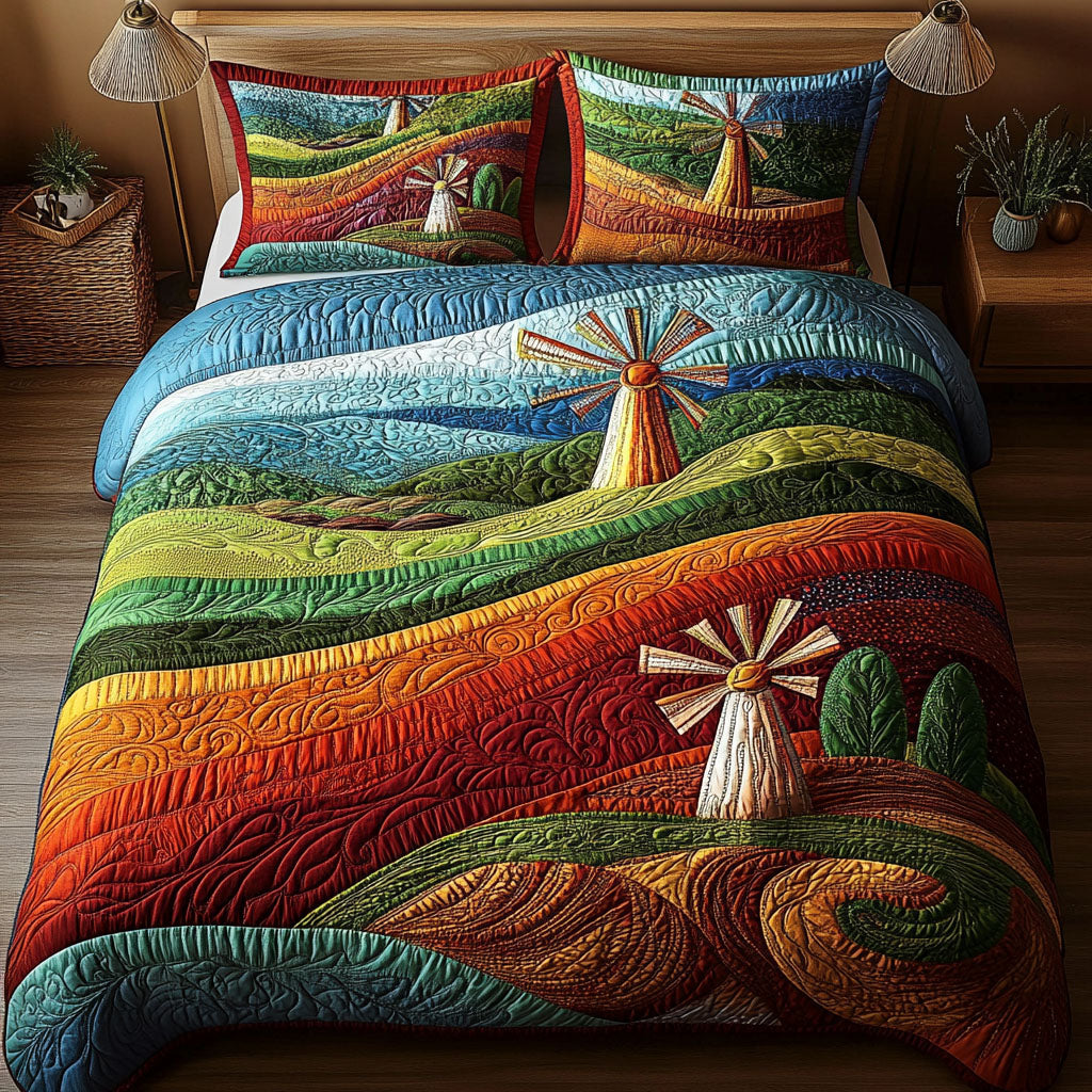 Vibrant Horizon 3-Piece Quilted Bedding Set - Single (59" x 70")