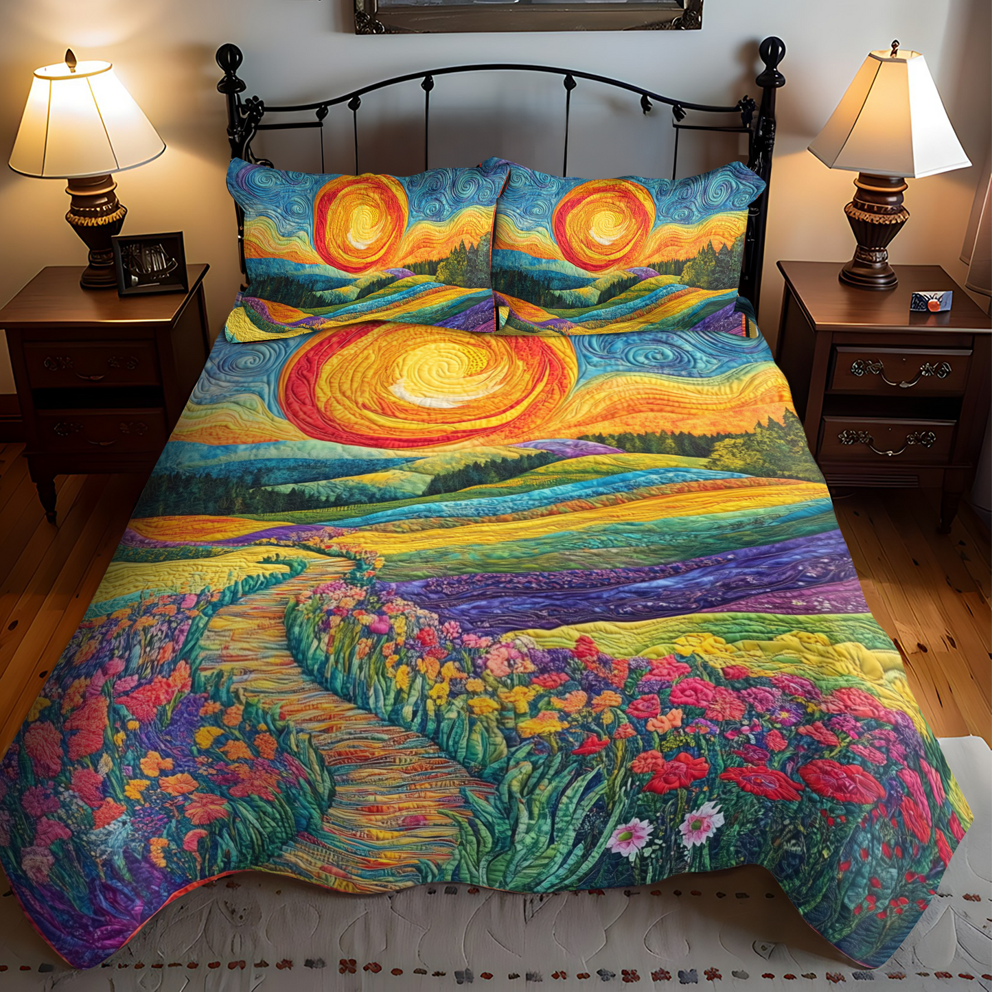 Vibrant Horizon 3-Piece Quilted Bedding Set - Single (59" x 70")
