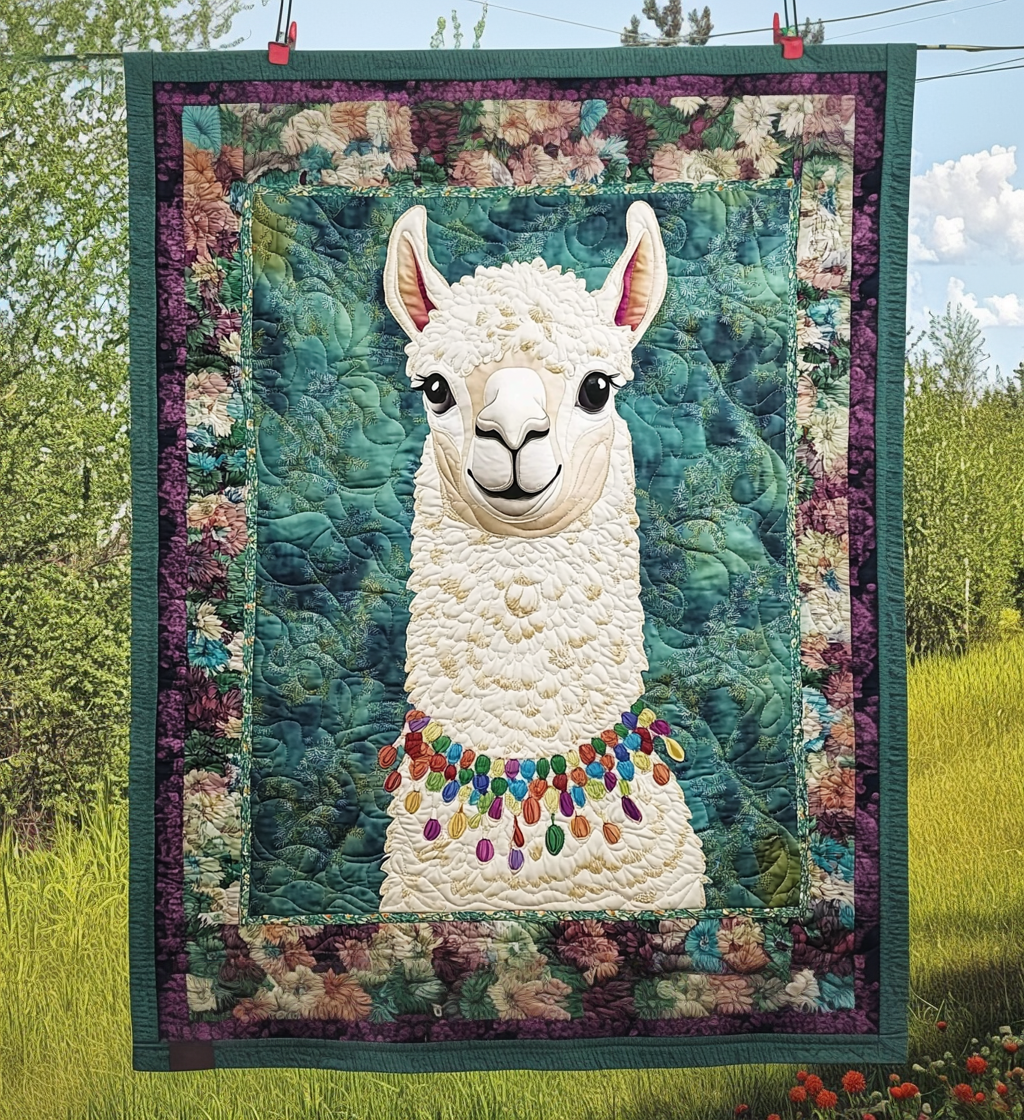 Vibrant Llama Quilted Blanket - Throw (55" x 60")
