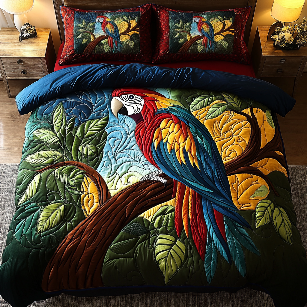 Vibrant Plume 3-Piece Quilted Bedding Set - Single (59" x 70")
