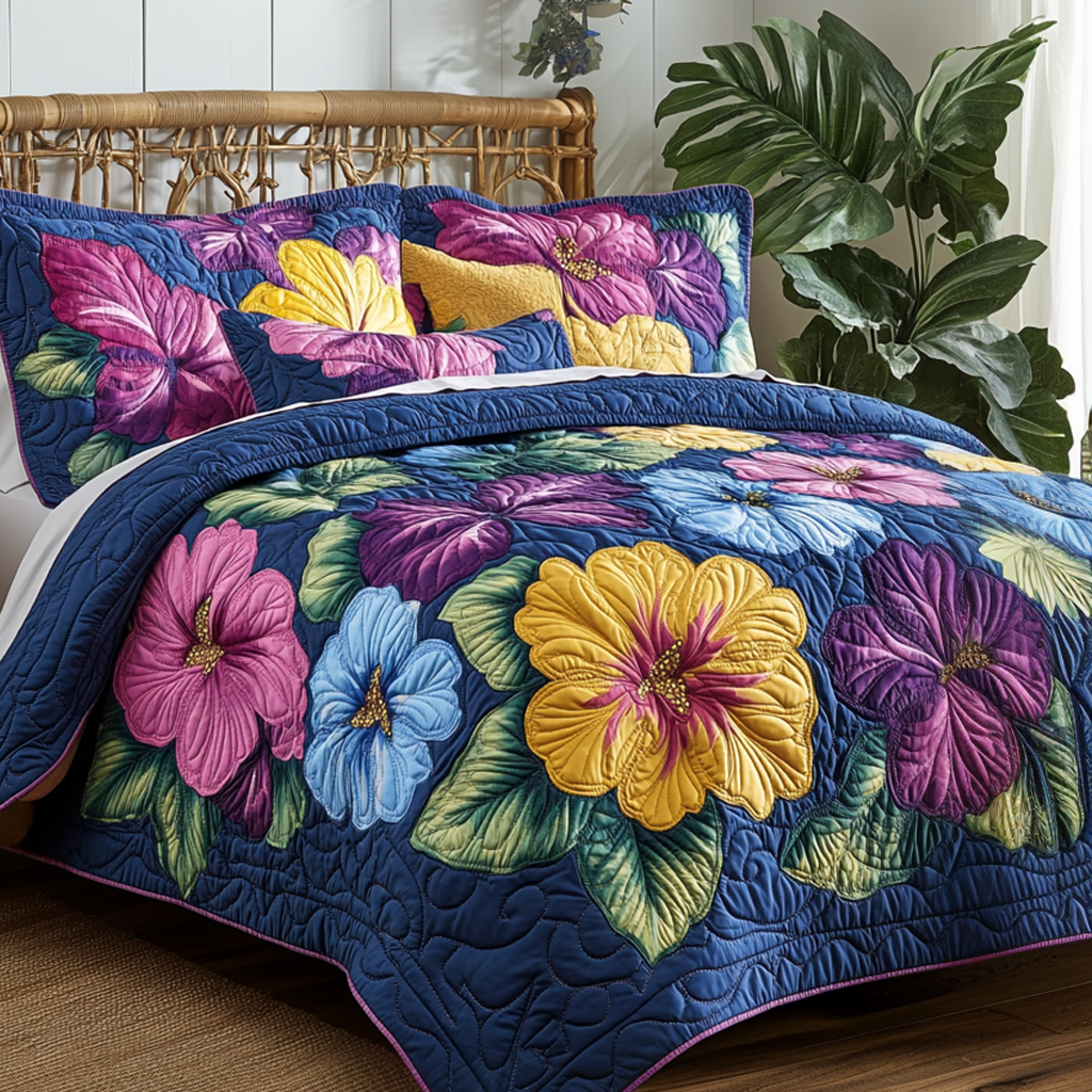 Vibrant Tropic 3-Piece Quilted Bedding Set - Single (59" x 70")