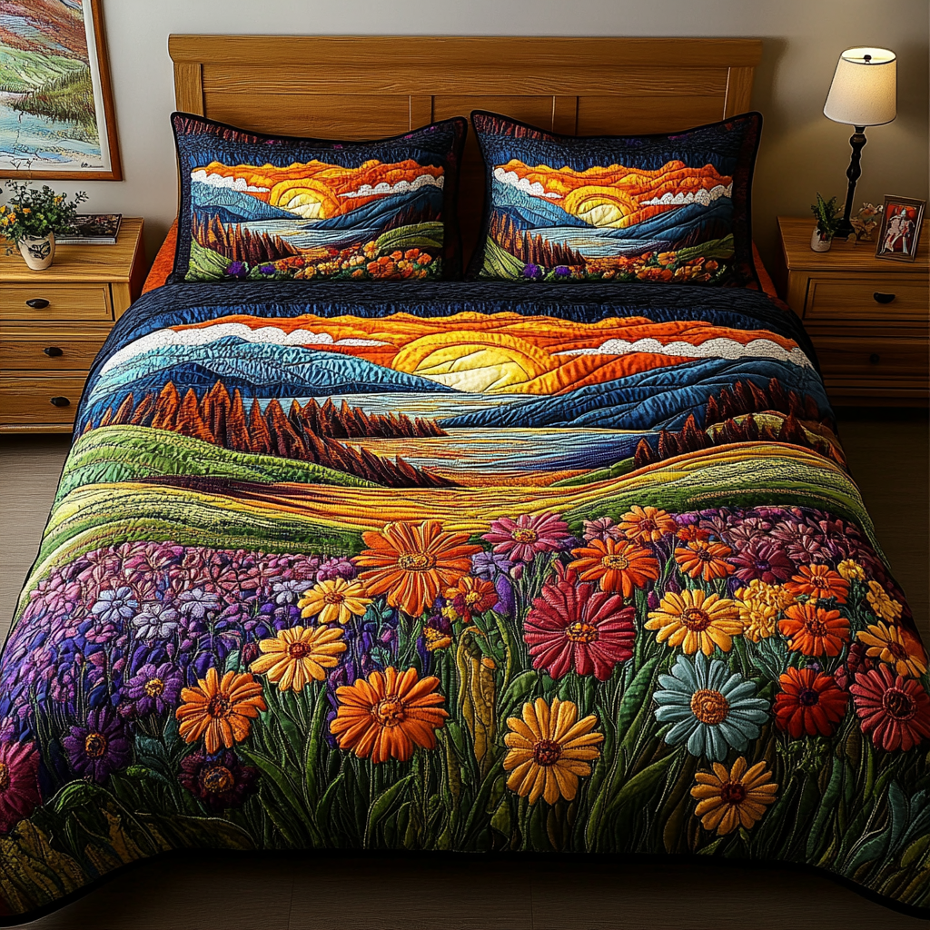 Vibrant View 3-Piece Quilted Bedding Set - Single (59" x 70")