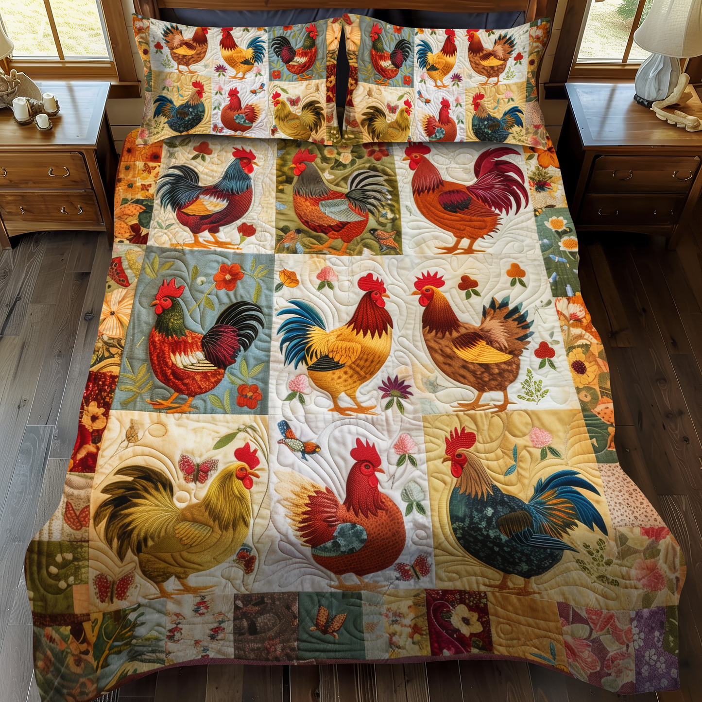 Vibrant Village 3-Piece Quilted Bedding Set - Single (59" x 70")