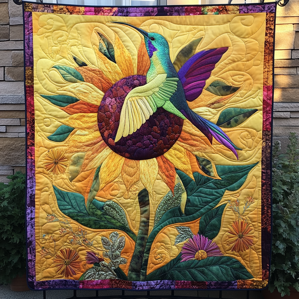 Vibrant Whispers Quilted Blanket - Throw (55" x 60")