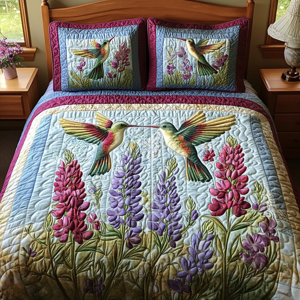 Vibrant Wingscape Quilted Bedding Set - Single (59" x 70")