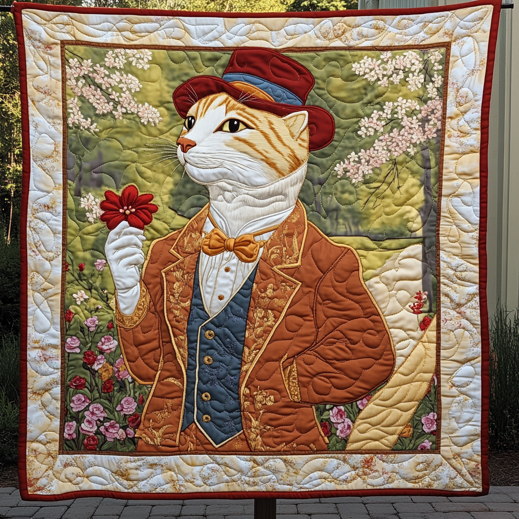 Victorian Whiskers Charm Quilted Blanket - Throw (55" x 60")