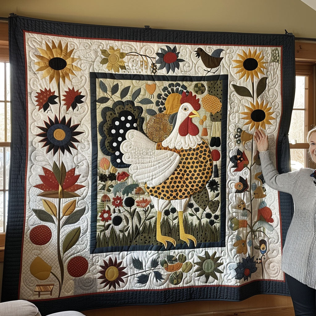 Vintage Cluck Quilted Blanket - Throw (55" x 60")