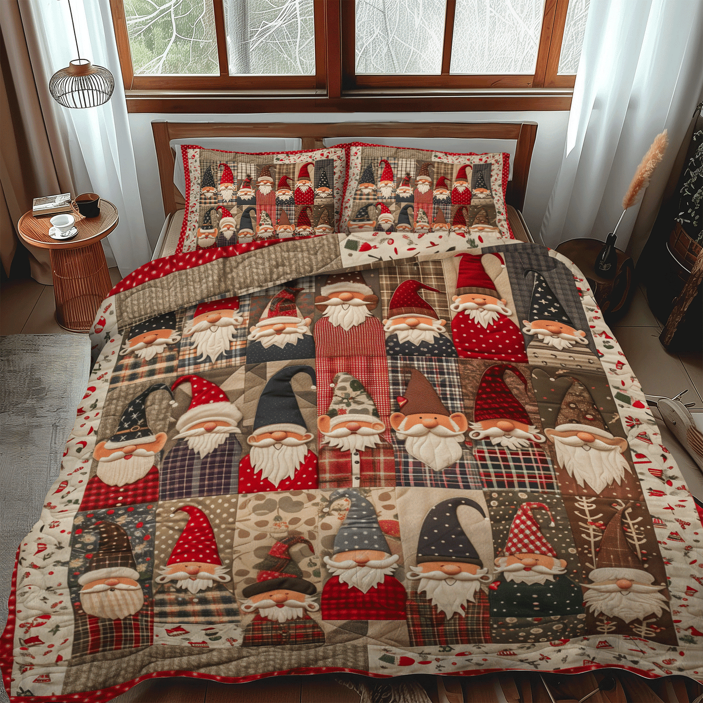 Vintage Gnome 3-Piece Quilted Bedding Set - Single (59" x 70")