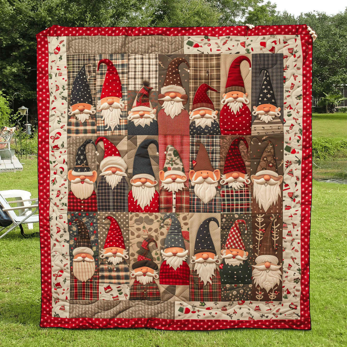 Vintage Gnome Quilted Blanket - Throw (55" x 60")