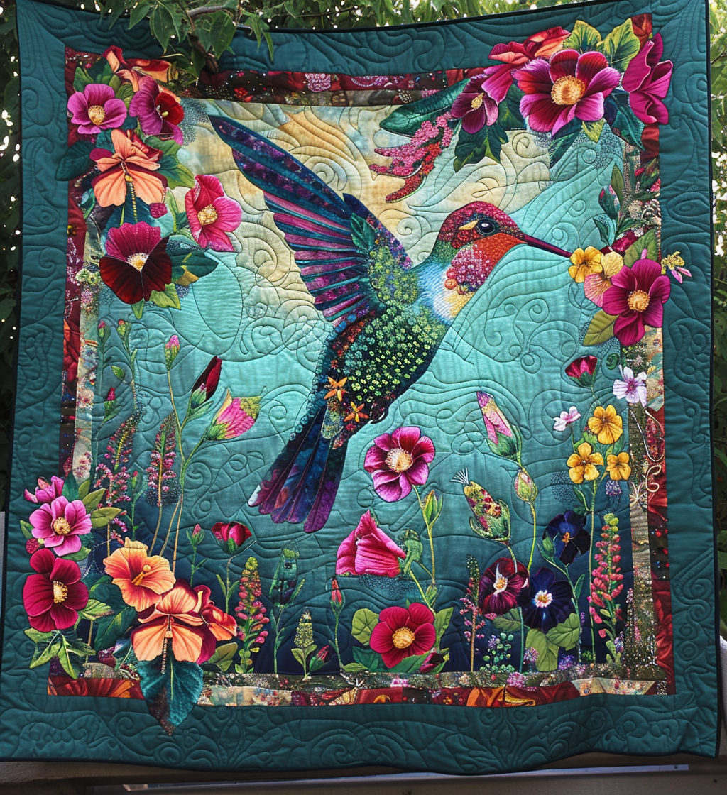 Vintage Wings & Petals Quilted Blanket - Throw (55" x 60")